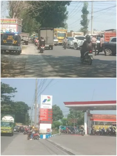 Polsek Ngimbang Tanggulangi Kemacetan Antrean Kendaraan di SPBU
