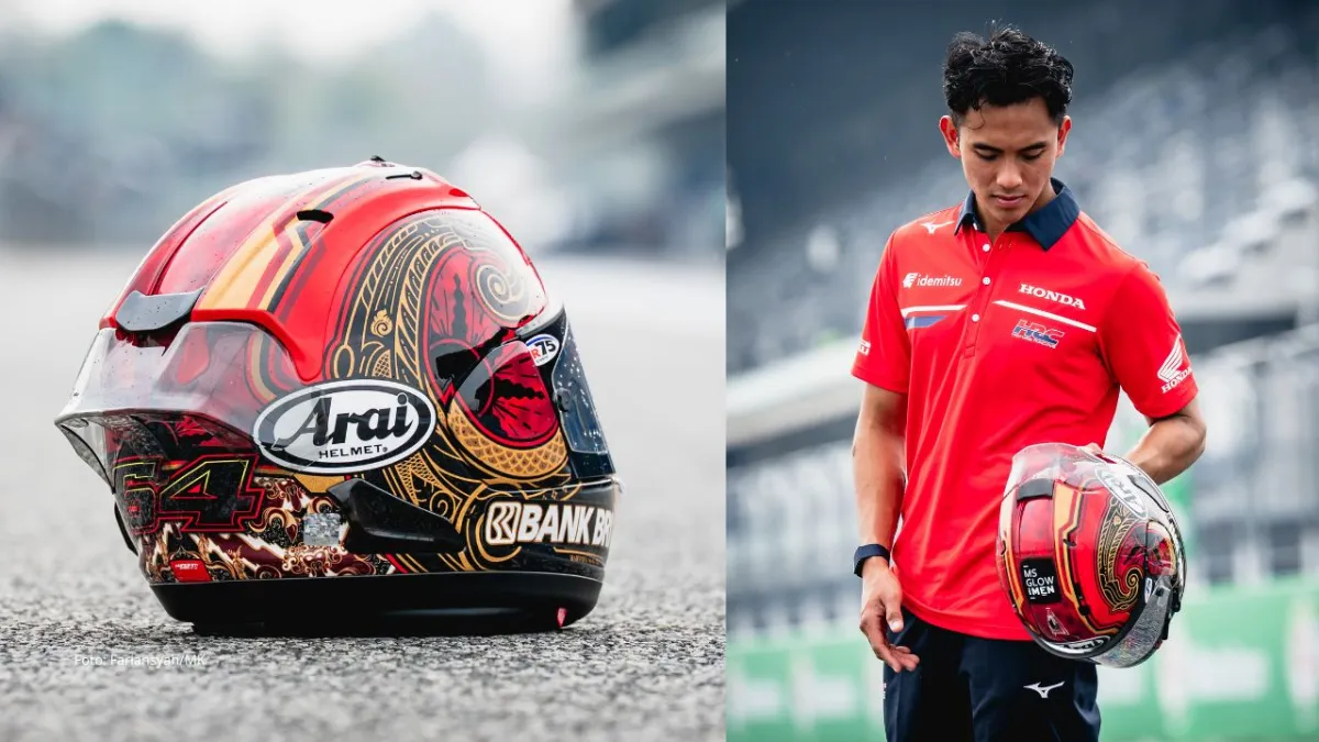 Mario Aji Kenalkan Batik Magetan Lewat Helm di Moto2 2026