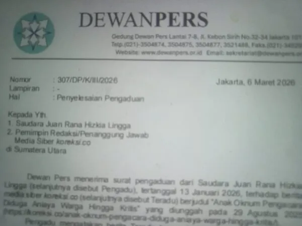 Dewan Pers Terima Pengaduan Terkait Berita Penganiayaan Anak Pengacara