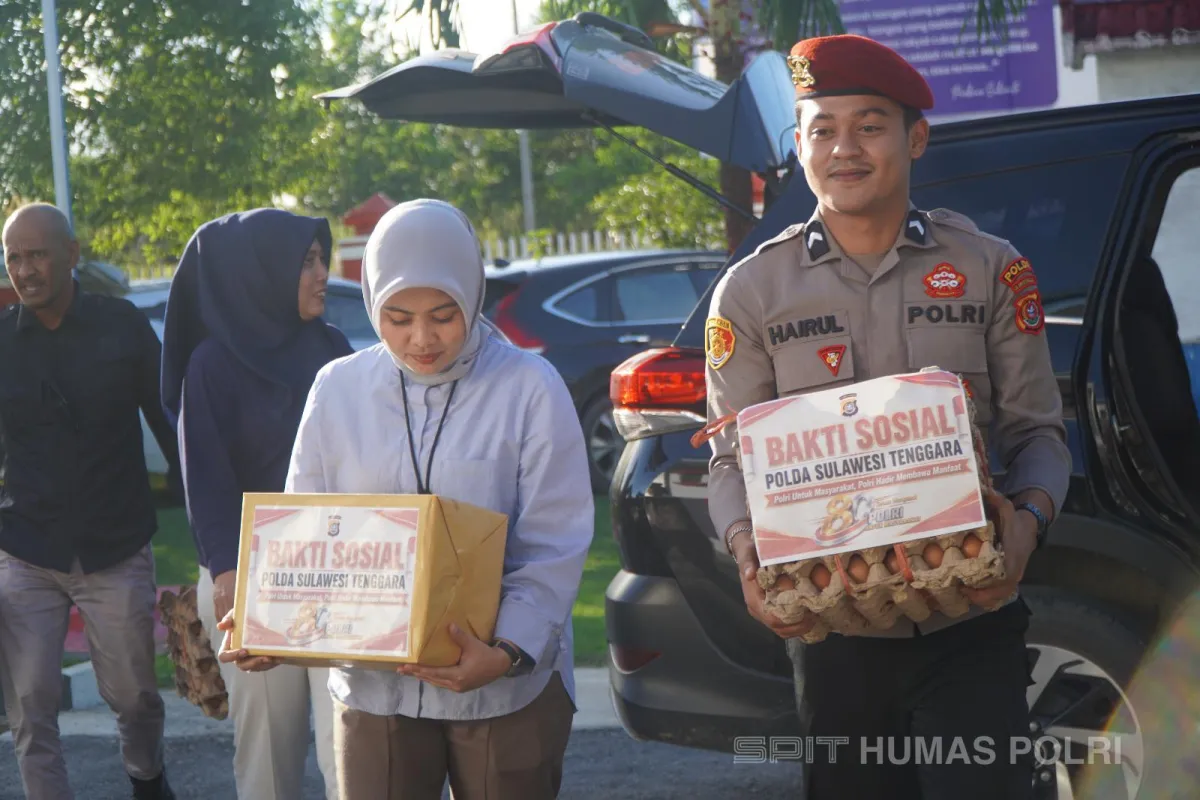 Bantuan Sosial Polda Sulawesi Tenggara Dalam Peringatan Hari Bhayangkara ke-80