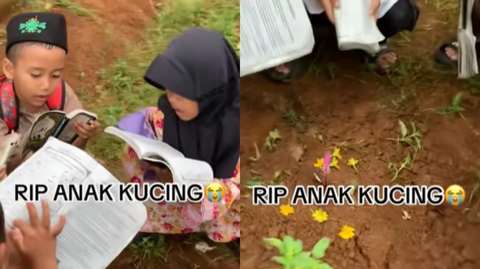 Anak-anak Viral Ziarah dan Bacakan Iqra di Makam Kucing Kesayangan