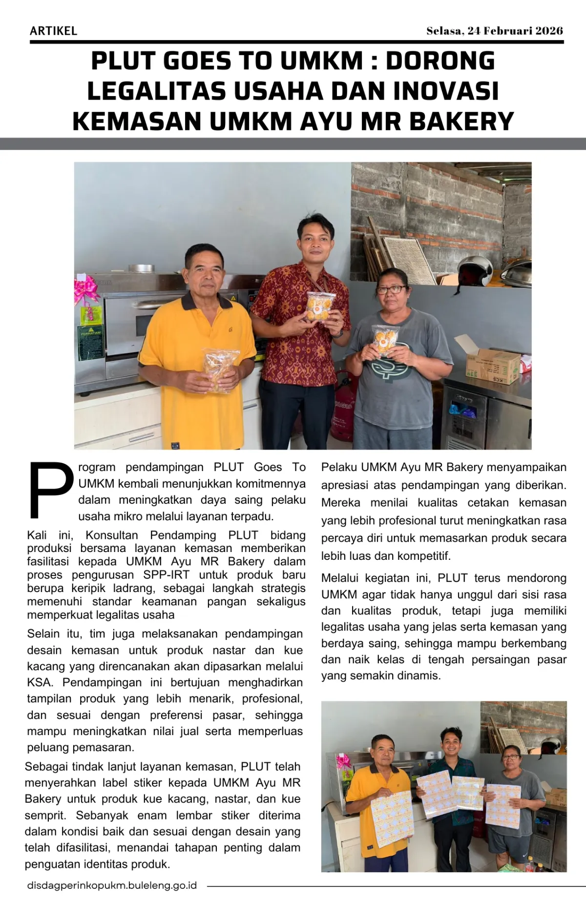 PLUT Dukung UMKM Ayu MR Bakery Perkuat Legalitas dan Inovasi Kemasan