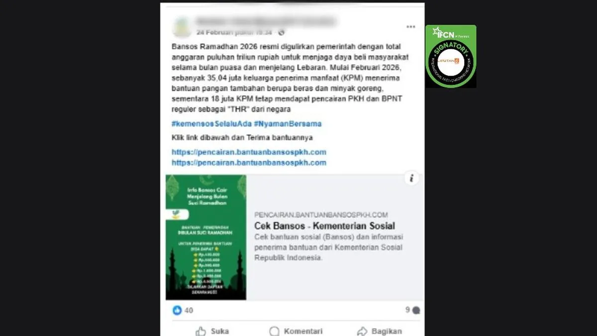 Klarifikasi: Link Pendaftaran Bansos Ramadan 2026 adalah Hoaks
