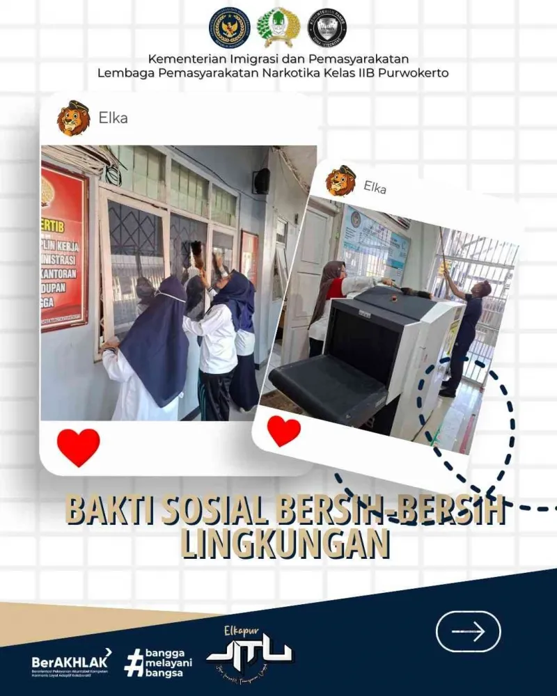 Lapas Narkotika Purwokerto Gelar Aksi Bersih Lingkungan dalam Memperingati Hari Bhakti Pemasyarakatan