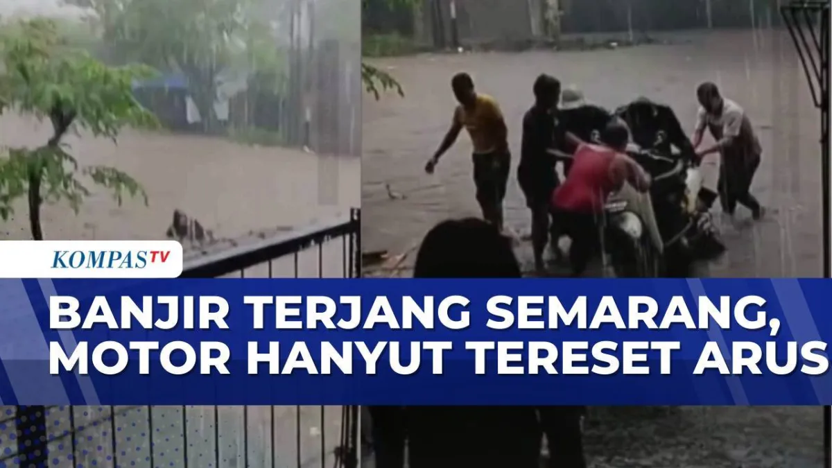 Banjir Semarang Seret Motor Warga Hingga Nyaris Hanyut