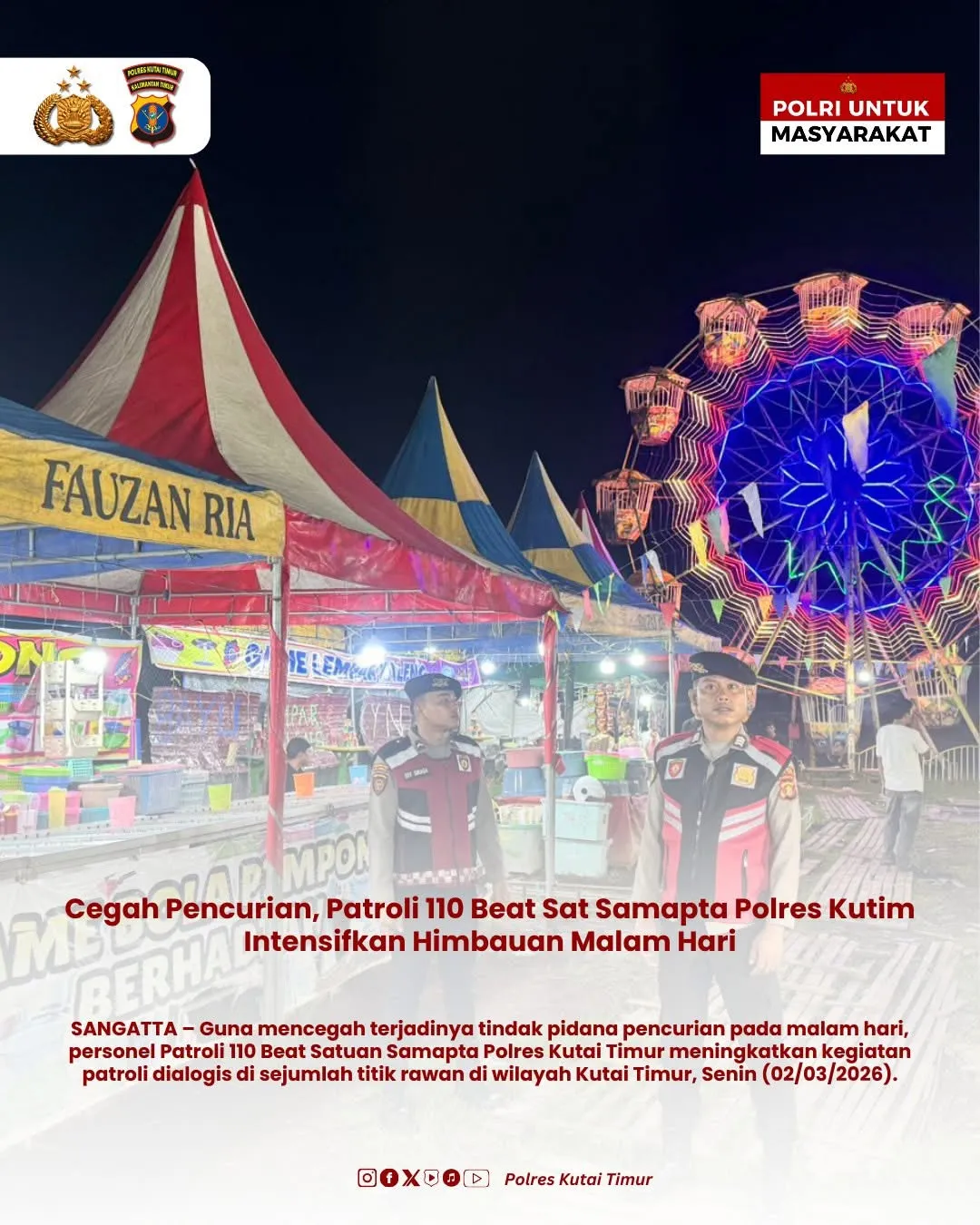 Patroli Malam Polres Kutai Timur Tingkatkan Keamanan Cegah Pencurian