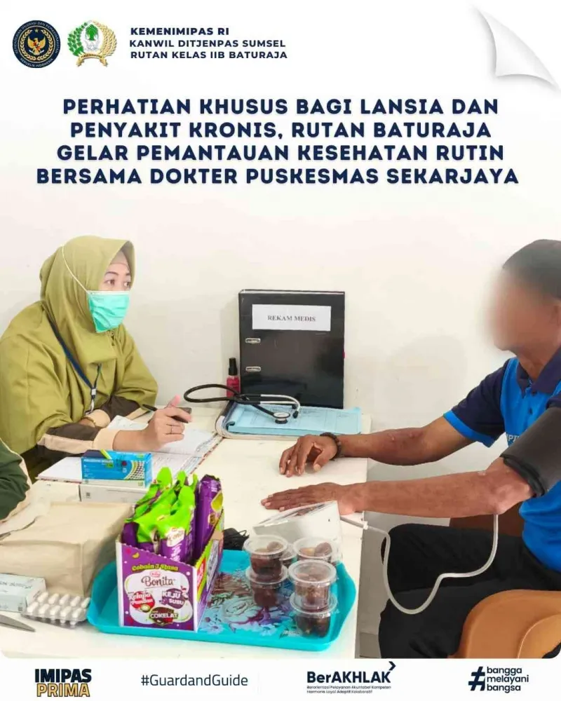Rutan Baturaja Gelar Pemantauan Kesehatan untuk Lansia dan Penderita Penyakit Kronis