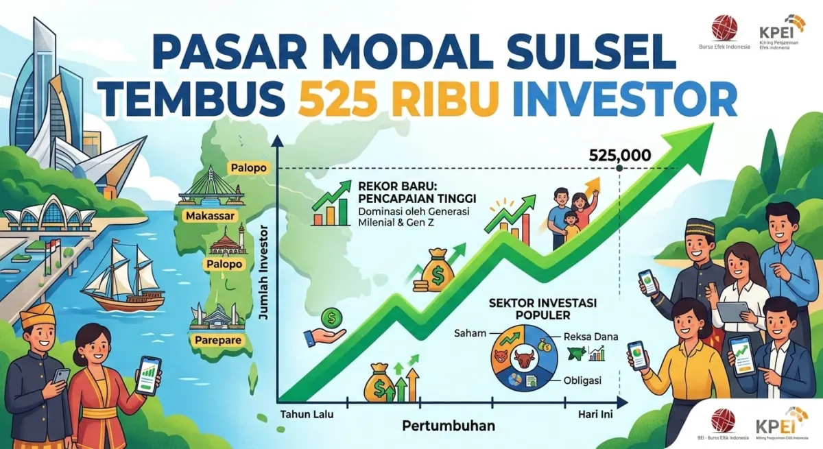 Jumlah Investor Pasar Modal Sulsel Capai 525 Ribu di 2025