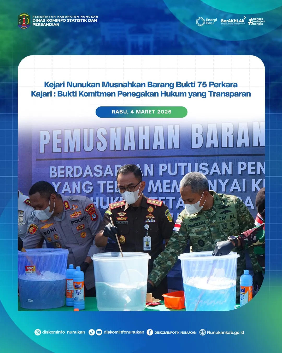 Kejari Nunukan Musnahkan 75 Barang Bukti Tindak Pidana untuk Tegakkan Hukum