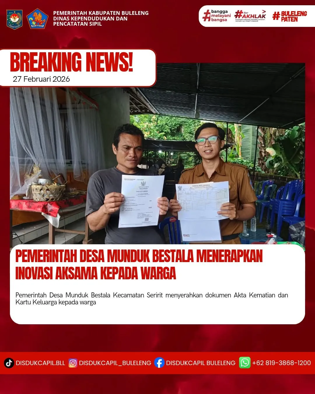 Desa Munduk Bestala Luncurkan Inovasi Aksama untuk Permudah Pengurusan Dokumen Kependudukan