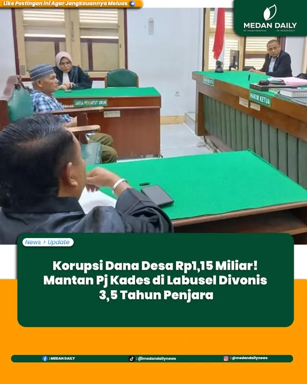 Mantan Pj Kepala Desa Bangai Divonis 3 Tahun 6 Bulan Penjara atas Kasus Korupsi Dana Desa