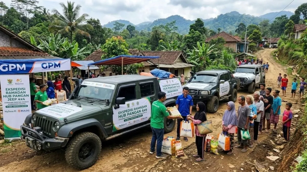 Ekspedisi Ramadan Hub Pangan 4x4 Gelar Gerakan Pangan Murah dan Sembako Gratis di Desa Terpencil Bogor