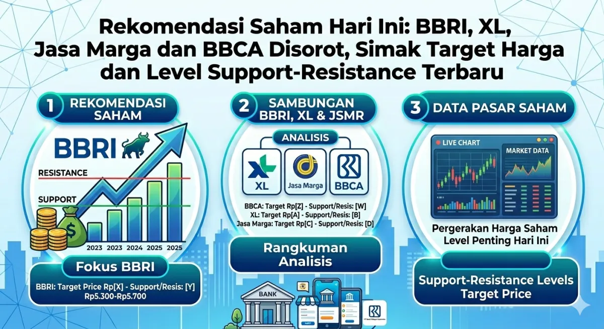 Rekomendasi Saham Hari Ini: BBRI, XL, JSMR, dan BBCA Siap Menguat