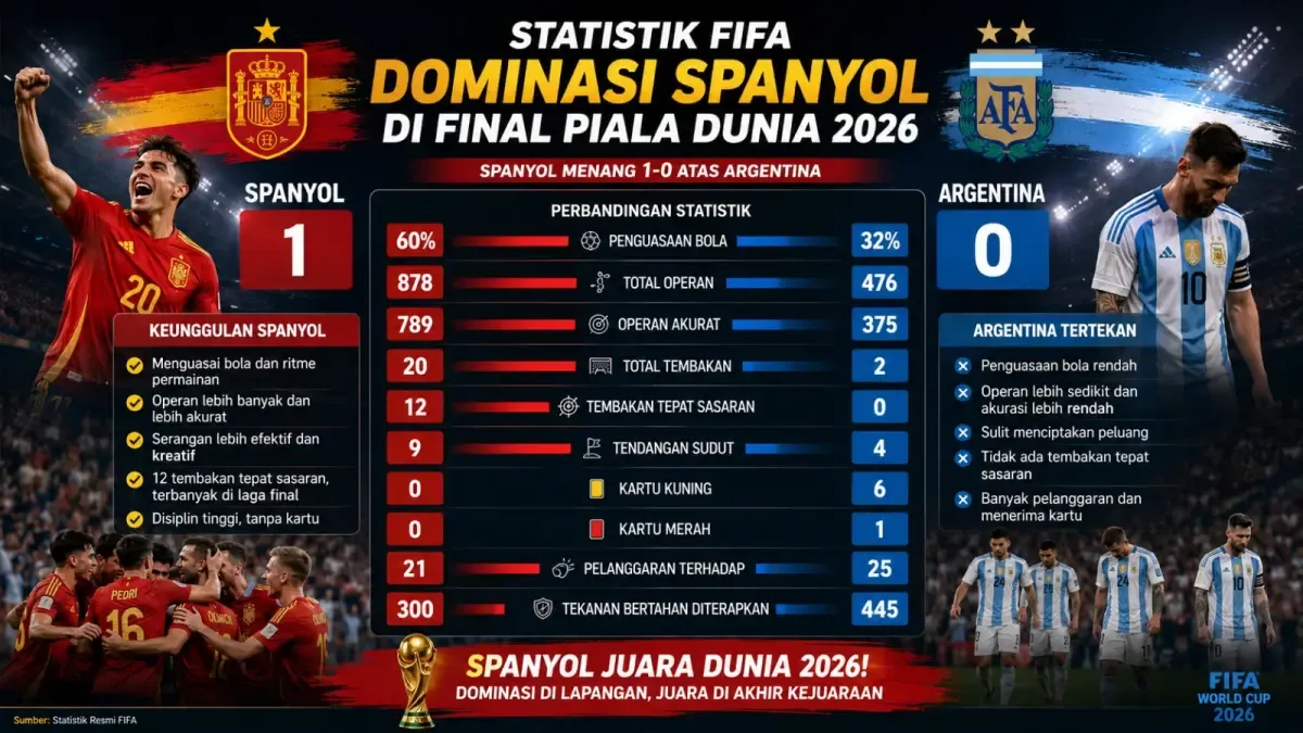 Dominasi Spanyol Terungkap dalam Statistik Final Piala Dunia 2026
