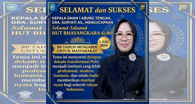 HUT Bhayangkara ke-80, Kepala SMAN 1 Abung Tengah: Pengabdian Polri Dukung Pendidikan