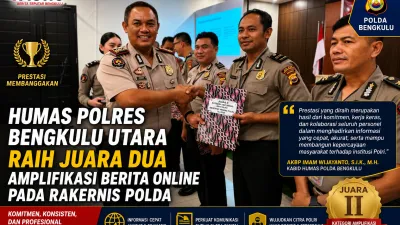 Humas Polres Bengkulu Utara Raih Juara II Amplifikasi Berita Online pada Rakernis Polda