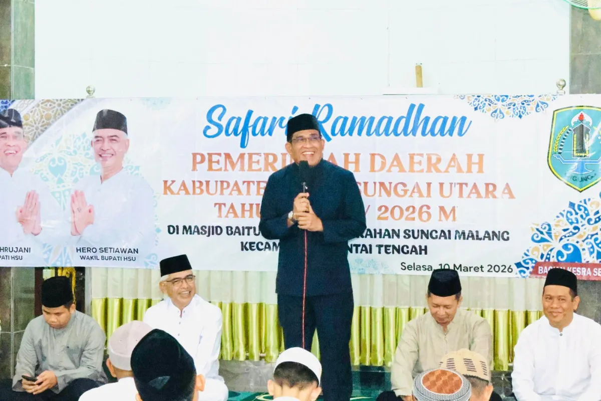 Bupati dan Wakil Bupati HSU Hadiri Safari Ramadan di Masjid Baiturahman