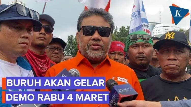Aksi Buruh di Kemenaker Jakarta pada 4 Maret