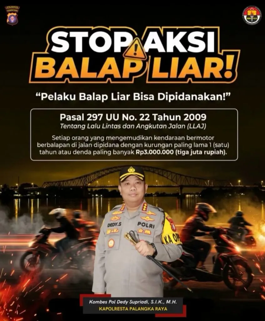 Polresta Palangka Raya Tegaskan Sanksi Berat bagi Pelaku Balap Liar