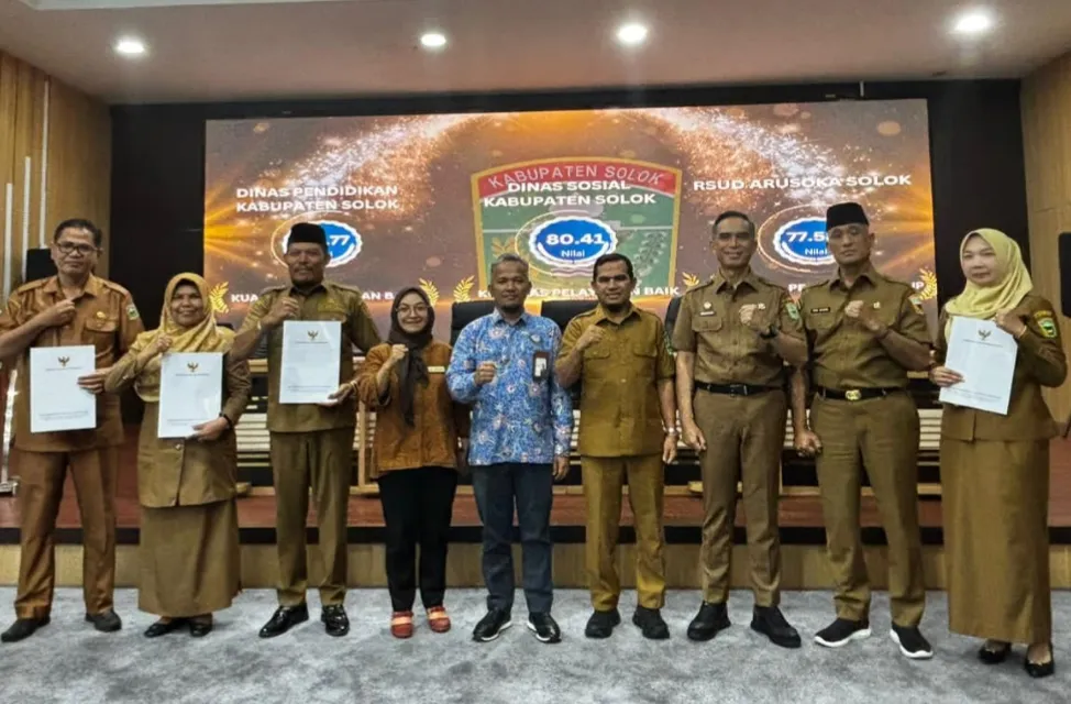 Pemkab Solok Raih Predikat Kualitas Tinggi Pelayanan Publik dari Ombudsman