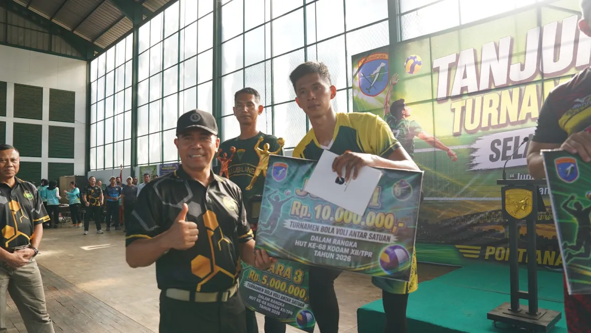 Pangdam XII/Tpr Resmi Tutup Turnamen Voli HUT ke-68