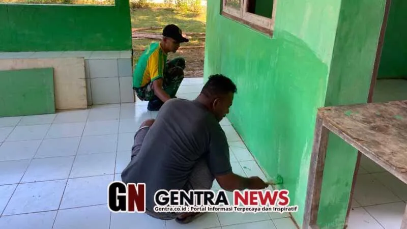 Yonarmed 12 Kostrad Perbaiki Posyandu Demi Kesehatan Masyarakat Perbatasan