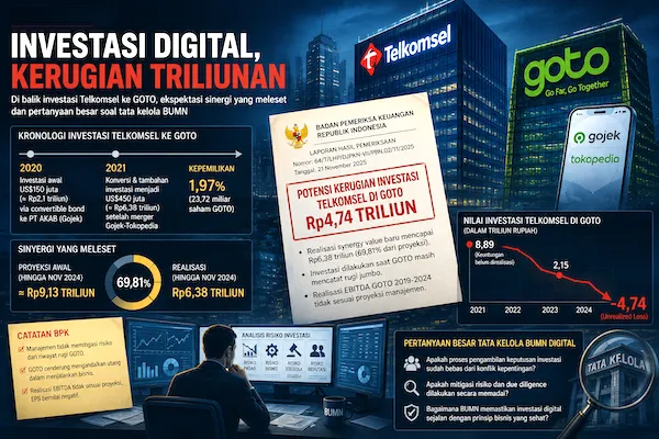 Investasi Telkomsel ke GOTO Berujung Kerugian Rp4,74 Triliun, BPK Soroti Tata Kelola BUMN