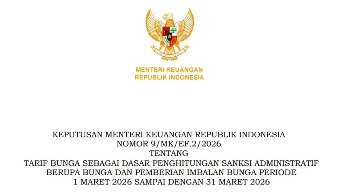 Kemenkeu Tetapkan Tarif Bunga Sanksi Pajak untuk Maret 2026