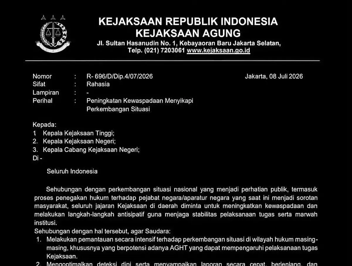 Surat Rahasia Kejagung Memicu Kecurigaan Antarpenegak Hukum