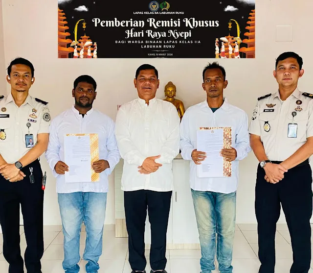 Dua Narapidana di Lapas Labuhan Ruku Terima Remisi Nyepi