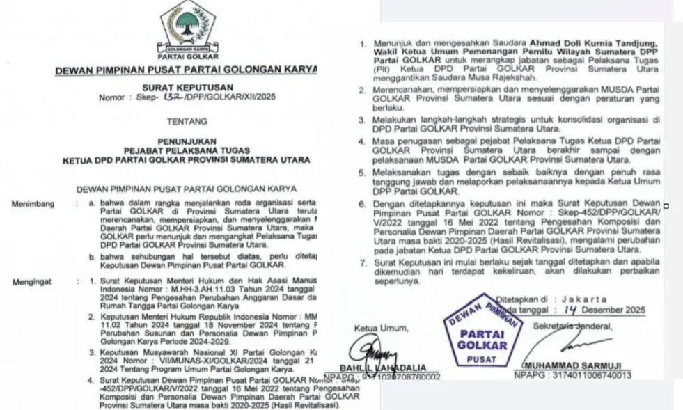 Ahmad Doli Kurnia Tanjung Pimpin Golkar Sumut Sementara